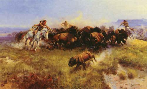 Charles M Russell The Buffalo Hunt Germany oil painting art